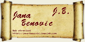 Jana Benović vizit kartica
